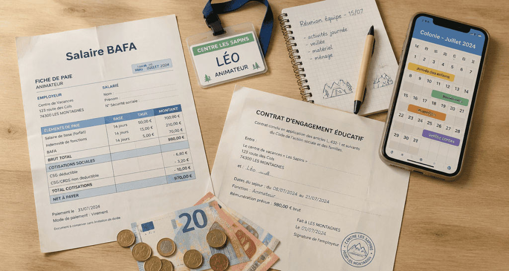 bafa salaire fiche de paie animateur