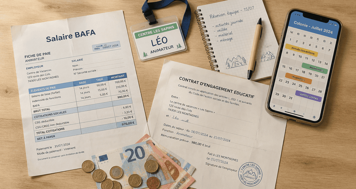 bafa salaire fiche de paie animateur