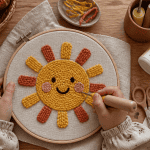 Atelier punch needle enfant avec motif soleil