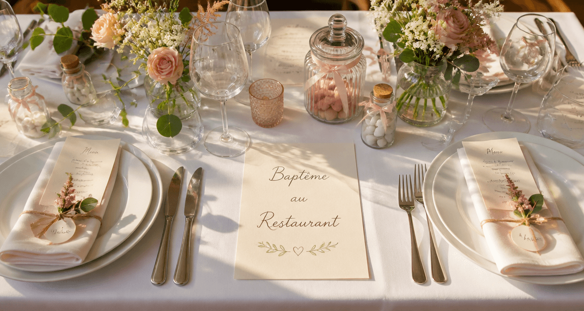 bapteme au restaurant table dressée