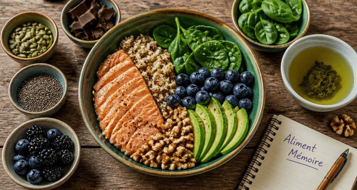 Bol aliment bon pour la memoire saumon avocat myrtilles
