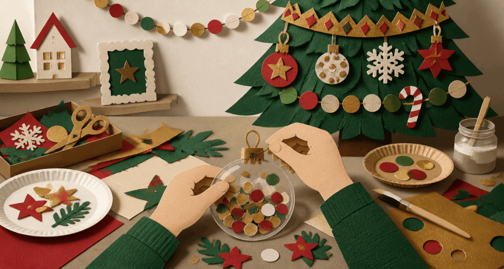 bricolage de noël pour petit de 2 ans avec papiers et gommettes