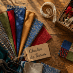 chute de tissus colorées et fournitures couture