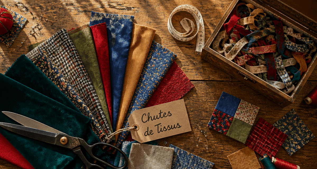chute de tissus colorées et fournitures couture
