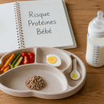 consequence trop de proteine bebe assiette portion viande legumes biberon