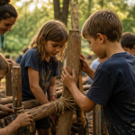 enfance loisirs enfants construisent cabane