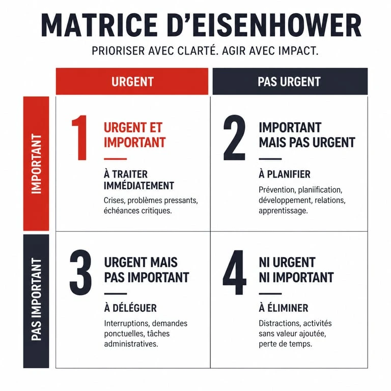 Matrice d'Eisenhower pour améliorer son sens de l'organisation au travail