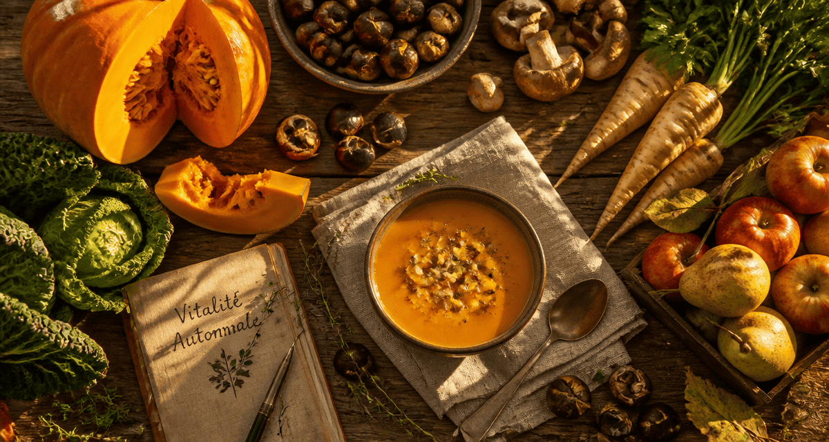 fruit et legume automne sur table