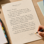 Lettre motivation collège privé 6ème manuscrite sur bureau