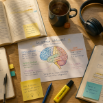 livre adolescence sur table avec schéma cerveau