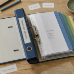 organisation classeur avec intercalaires colorés sur bureau
