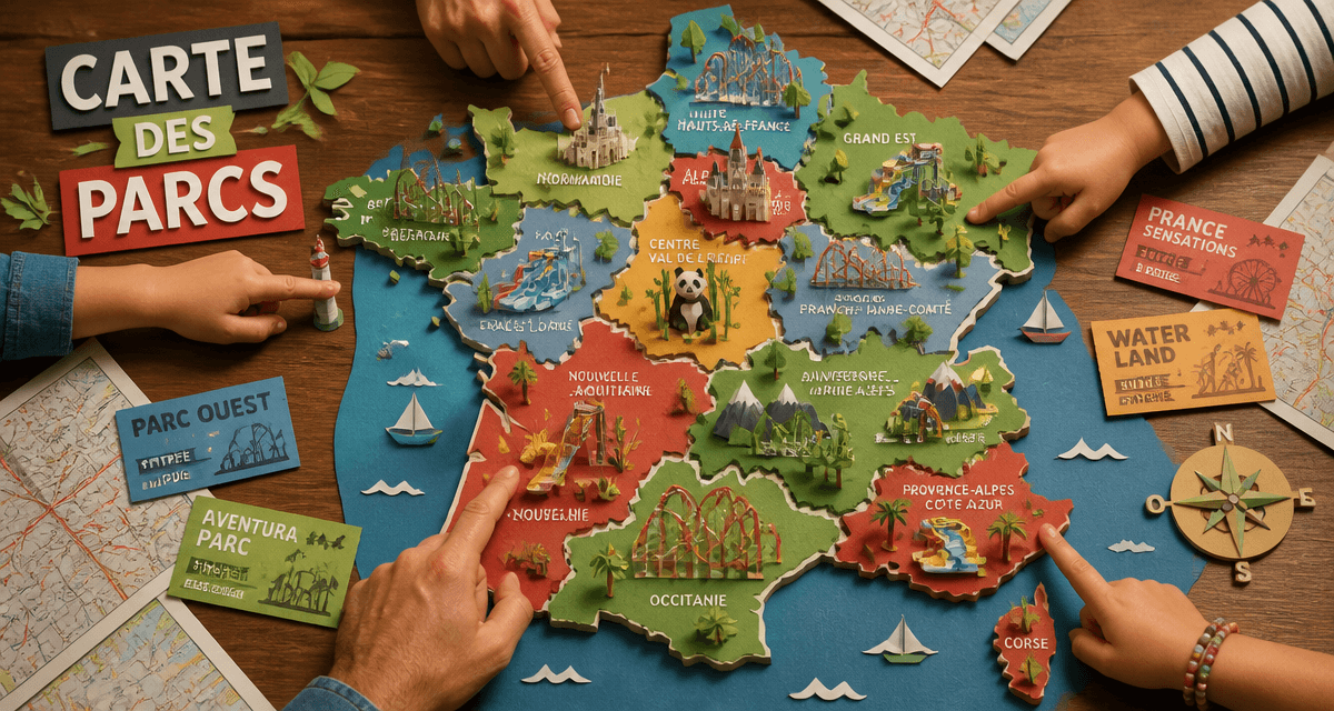 carte des parcs attraction france vue plongeante