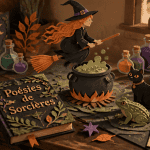 poésies sorcières découpage sur table d'écolier