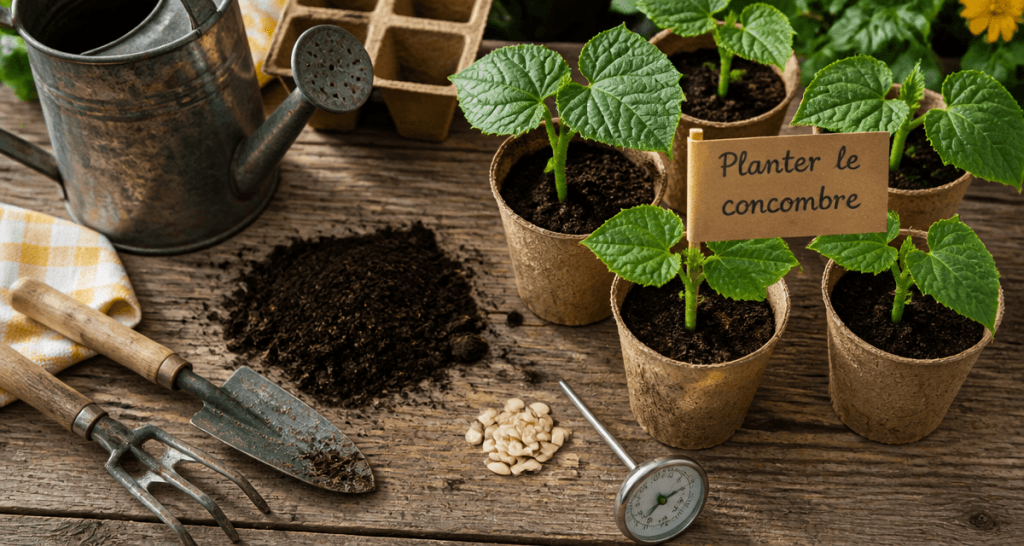 Quand planter concombre jeunes plants et outils