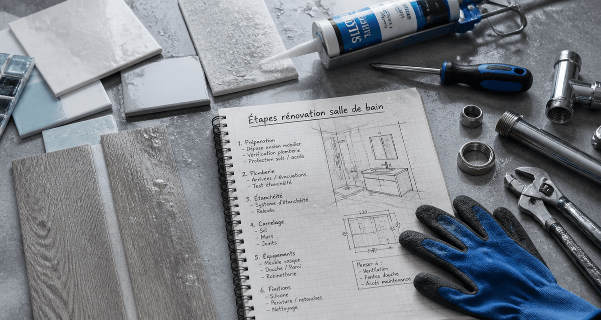 Renover une salle de bain outils carrelage et carnet