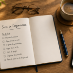 Sens de l organisation : bureau organisé avec to-do list et matrice Eisenhower