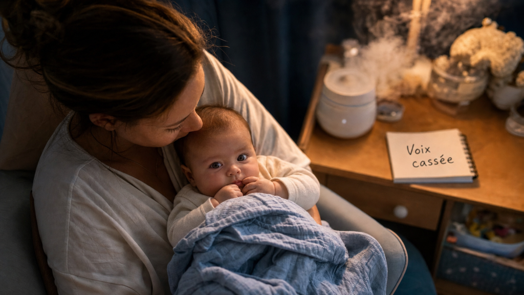 Bébé voix cassée sans fièvre sans toux, chambre avec humidificateur