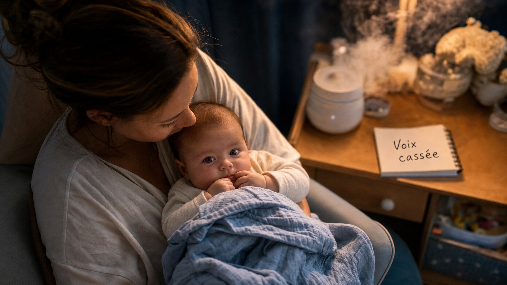 Bébé voix cassée sans fièvre sans toux, chambre avec humidificateur