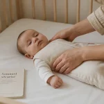 Bébé dort sur le côté, sommeil sécurisé dans un berceau