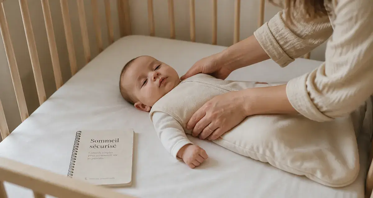 Bébé dort sur le côté, sommeil sécurisé dans un berceau