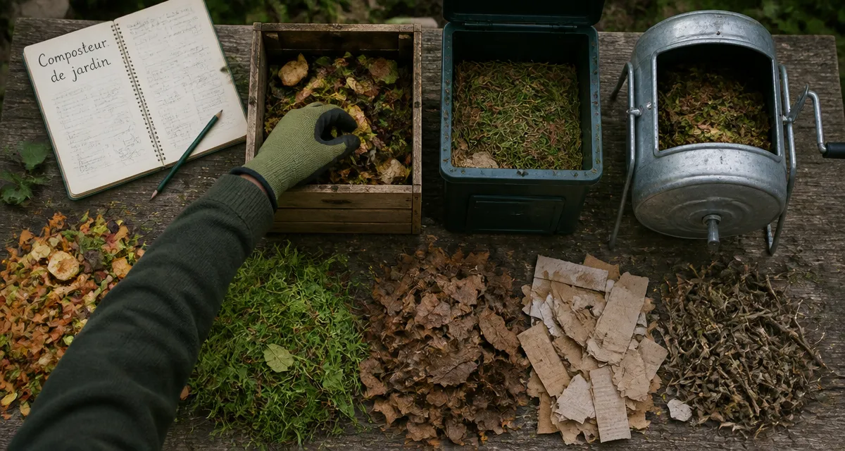 Composteur jardin différents modèles matières vertes brunes