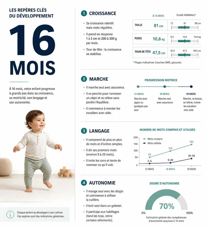 Repères clés du développement d'un bébé de 16 mois