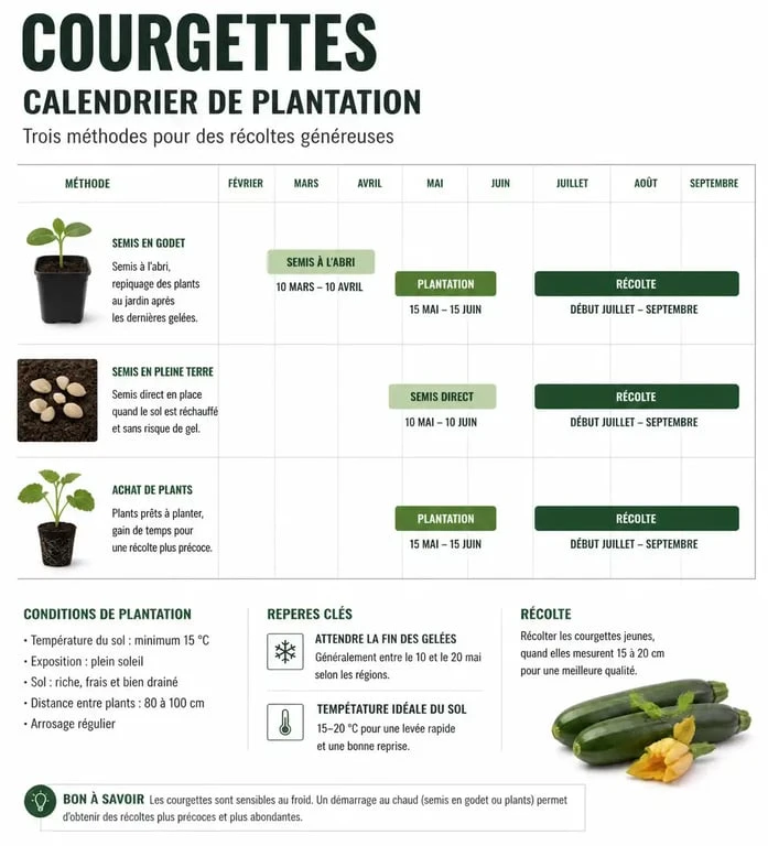 Calendrier et méthodes de plantation des courgettes au potager