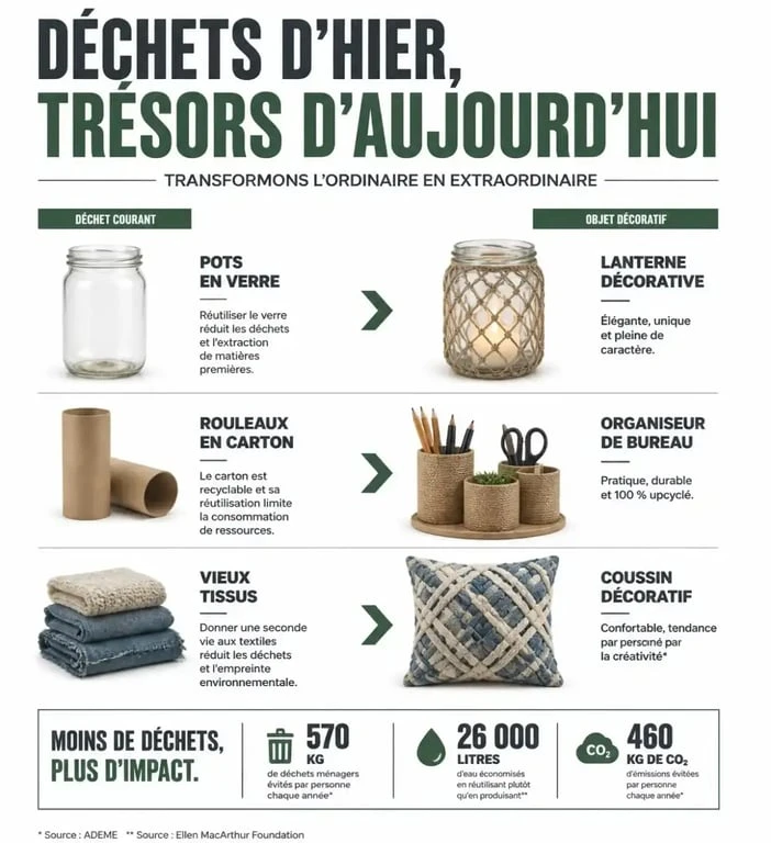 Exemples d'upcycling pour faire des activités manuelles créatives et écologiques