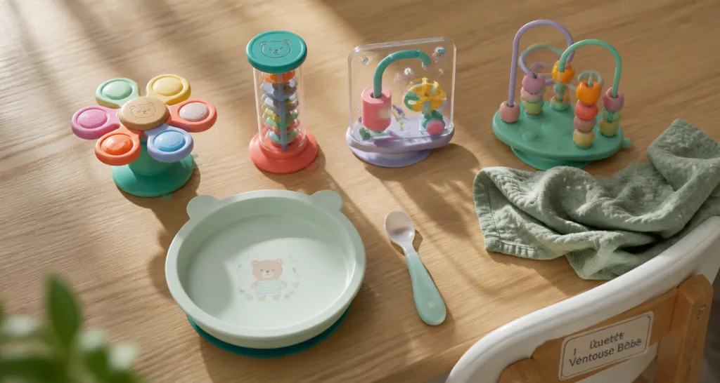 jouet ventouse bebe sur table