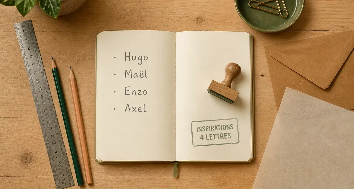 prenom garcon 4 lettres : liste de prénoms sur carnet, style simple