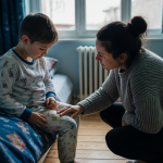 Rhume de hanche enfant avec sa mère