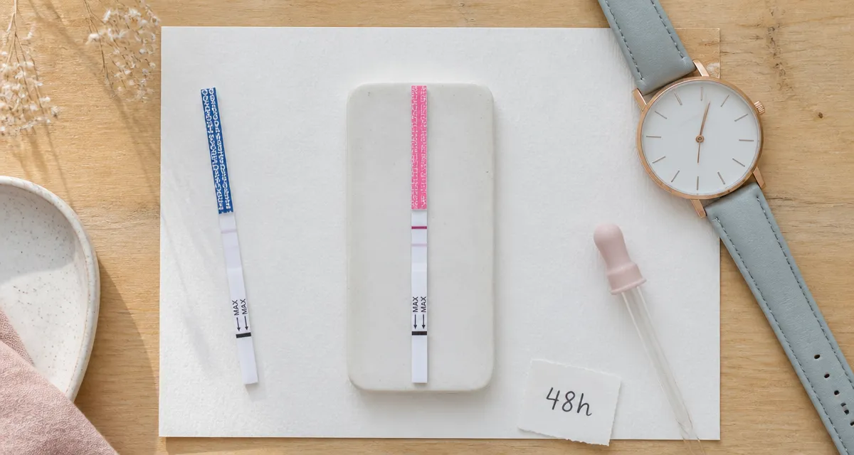 Test de grossesse positif faible : bandelette avec ligne pâle
