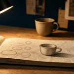 Apprendre a dessiner facilement : carnet de croquis, cercles et observation d’une tasse au crayon