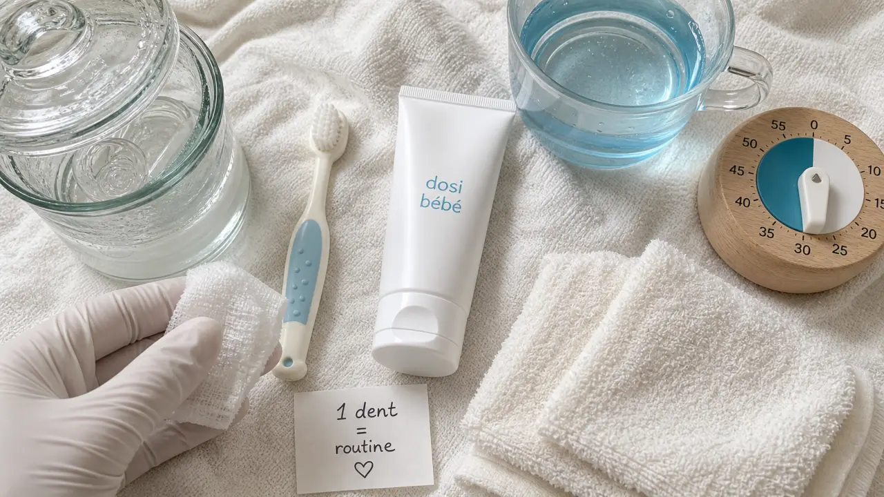 bebe brossage dent : première dent, brosse à poils souples et routine du soir