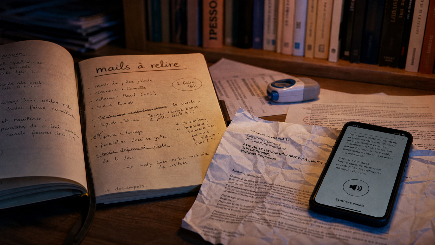 Dyslexique adulte : carnet à relire et texte en synthèse vocale