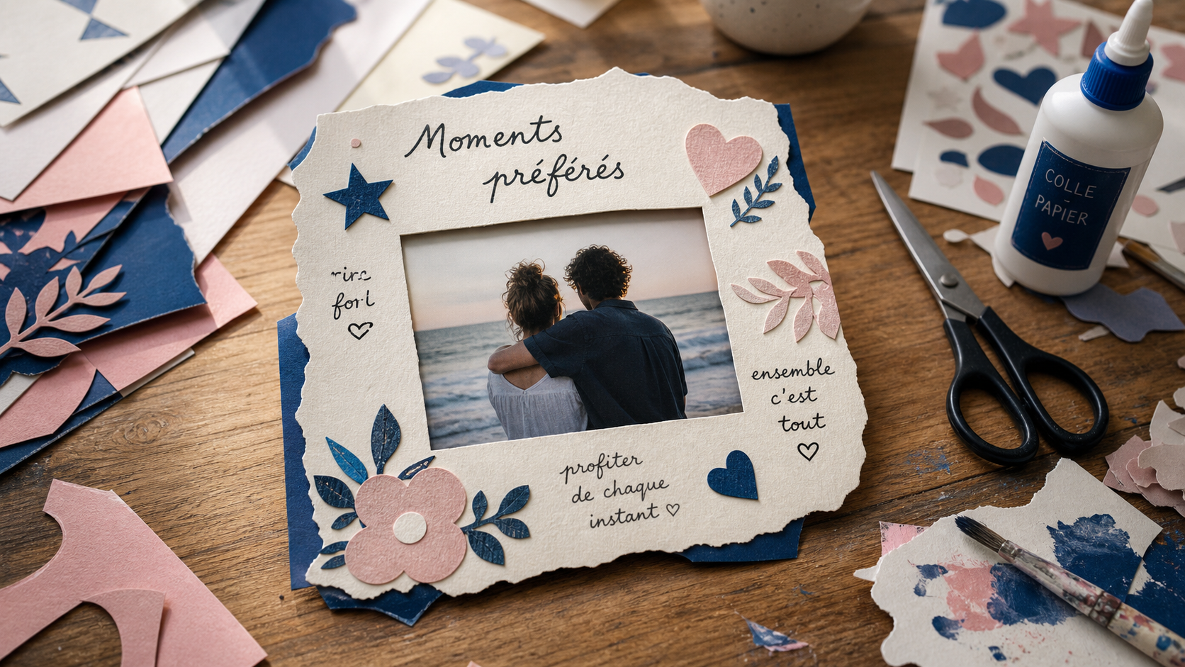Idée cadeau fête des pères à fabriquer facilement : cadre photo DIY en papier