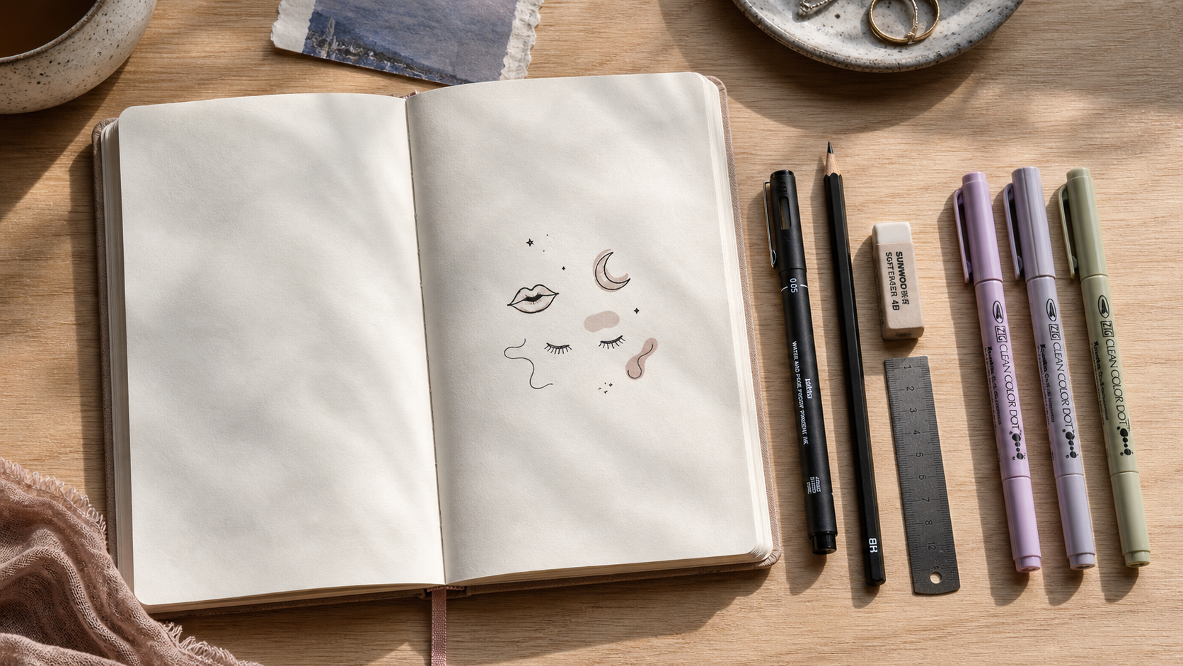 Idee dessin aesthetic : carnet ouvert avec doodle