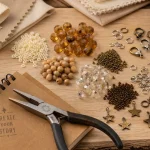 Perles et accessoires pour fabriquer des bijoux : perles, apprêts, fil ciré