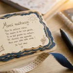 Poésie sur la maitresse : carte “Merci maîtresse” en papier fait maison