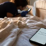 Punaise de lit bébé : marques près des coutures du matelas, loupe