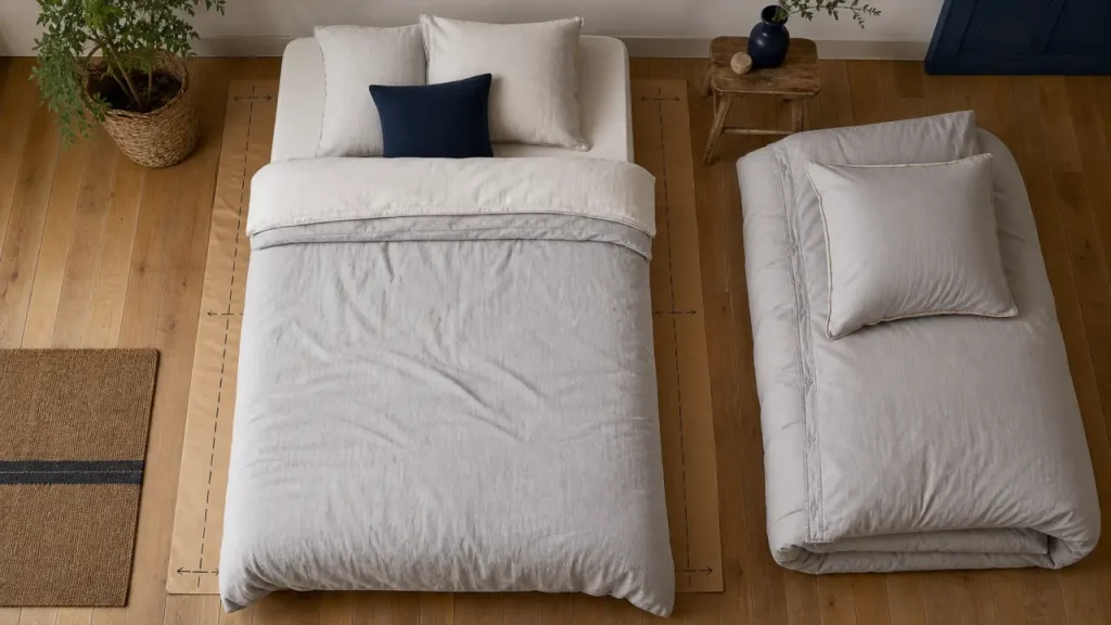Taille de couette pour lit 90x190 : couette 140x200 sur matelas 90x190