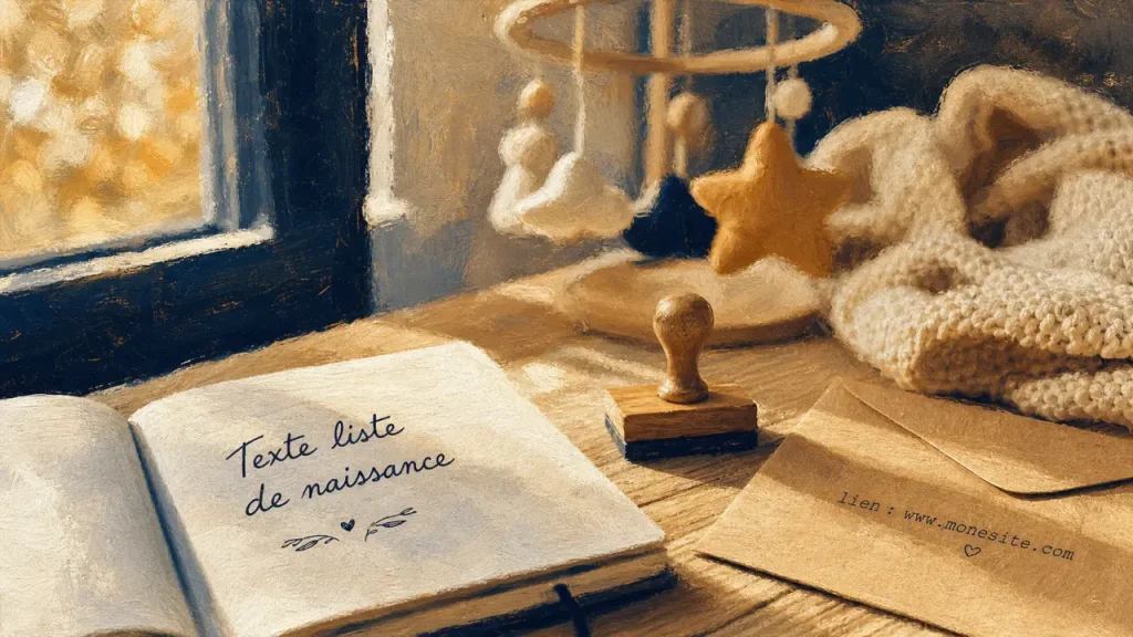 Texte liste de naissance sur carnet, idées sobre chaleureux ou drôle