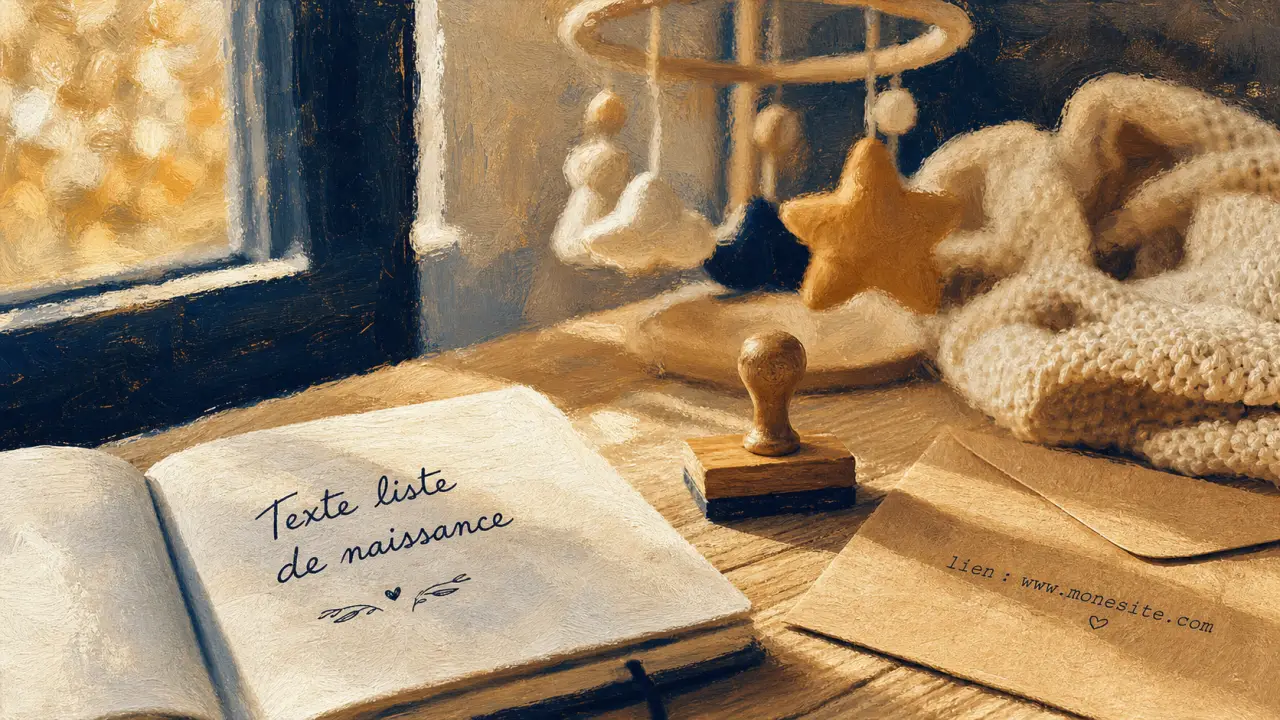 Texte liste de naissance sur carnet, idées sobre chaleureux ou drôle