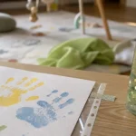 Activités printemps bebe : jeu sensoriel bébé avec bouteille d’eau et paillettes