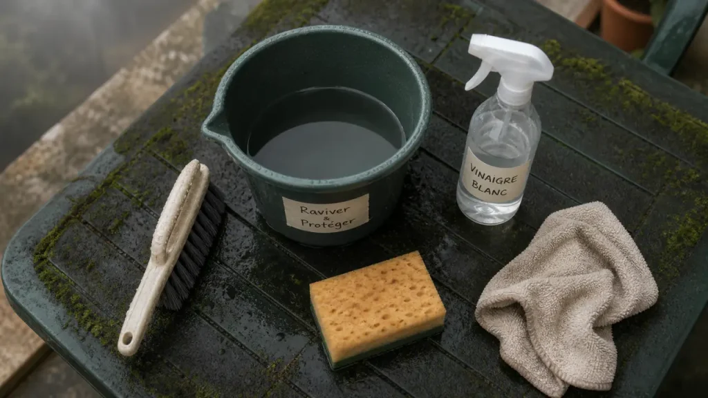 4 gestes pour raviver un salon de jardin en plastique vert en 15 à 20 minutes