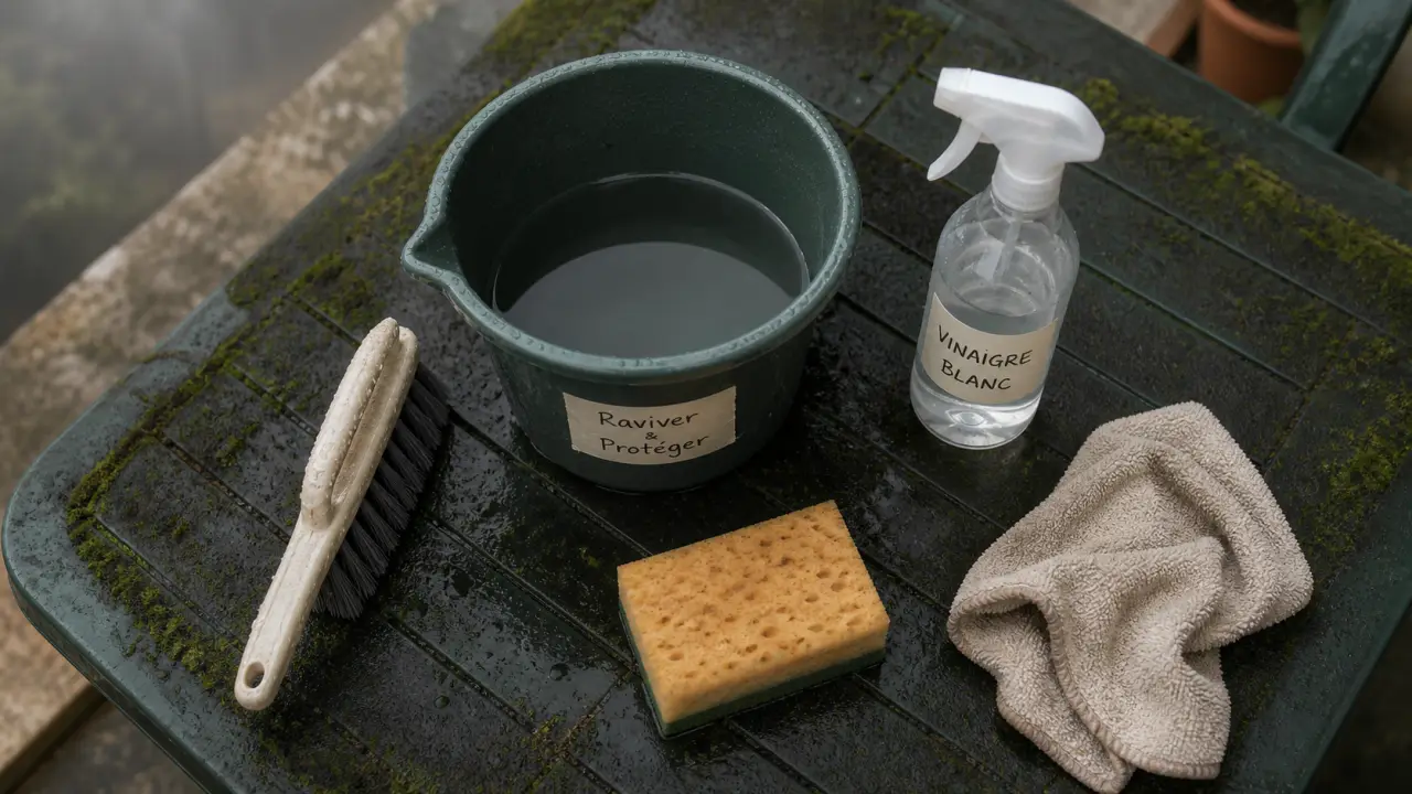 Comment raviver un salon de jardin en plastique vert : mousse, nettoyage à l’éponge, vinaigre et microfibre