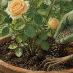 Engrais rosier naturel : granulés bio au pied du rosier