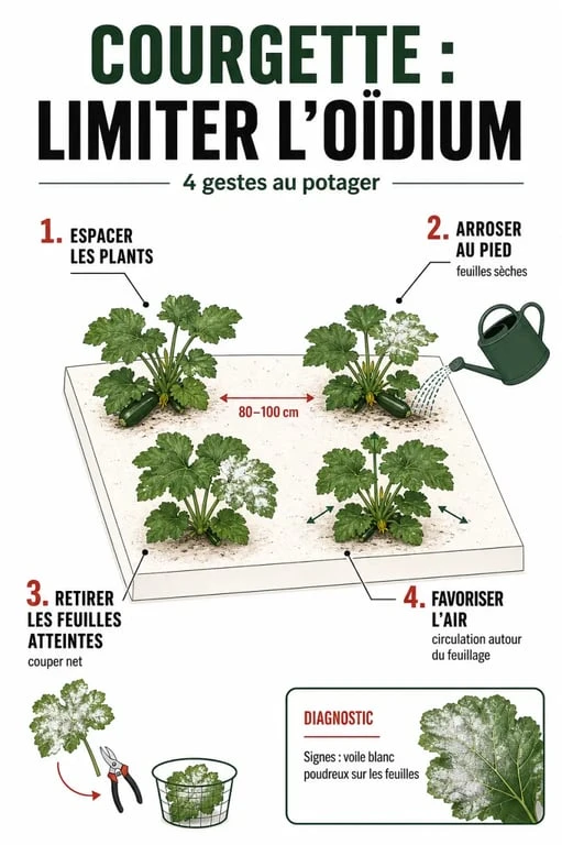 Traitement oidium courgette : gestes de prévention et d’entretien au potager