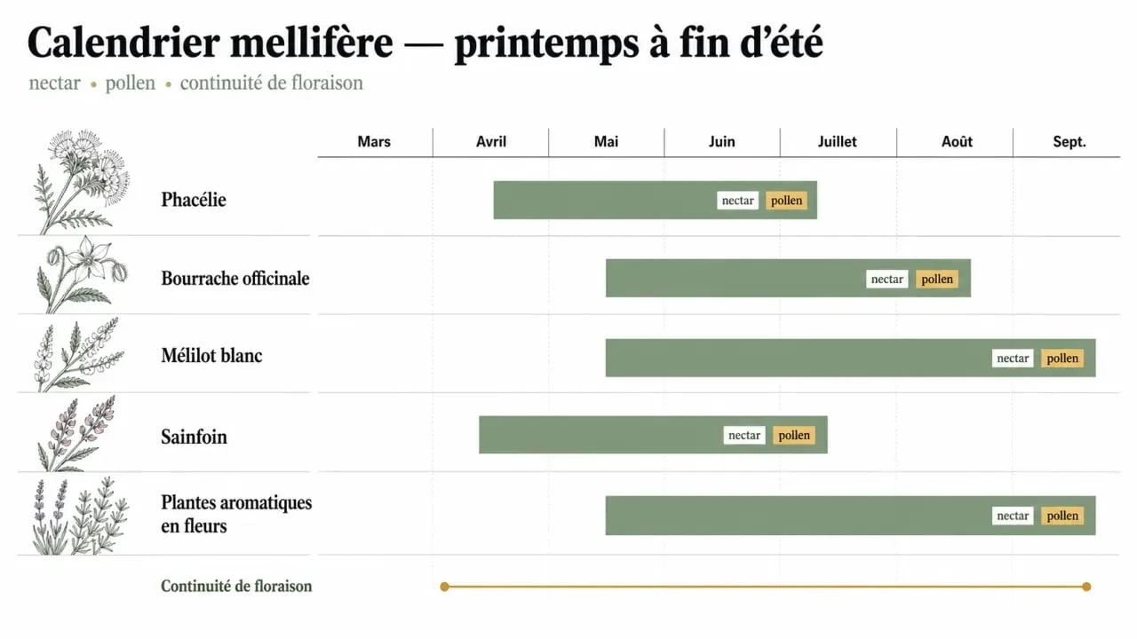 Plantes mellifères : calendrier saisonnier des floraisons utiles aux abeilles
