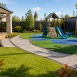 Espace de jeux jardin familial : emplacement, sol, âge